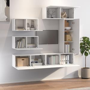 vidaXL TV-Schrank 6-tlg. TV-Schrank-Set Weiß Holzwerkstoff (6-St)