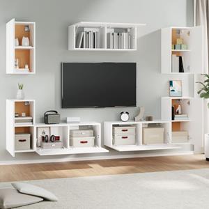 vidaXL TV-Schrank 7-tlg. TV-Schrank-Set Weiß Holzwerkstoff (7-St)