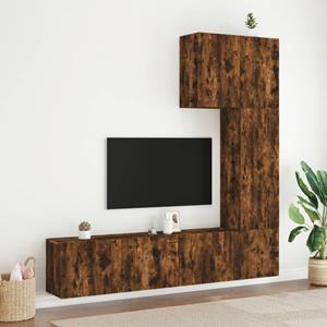 vidaXL 5-delige Tv-wandmeubelset bewerkt hout gerookt eikenkleurig