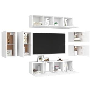 vidaXL TV-Schrank 8-tlg. TV-Schrank-Set Weiß Holzwerkstoff (8-St)