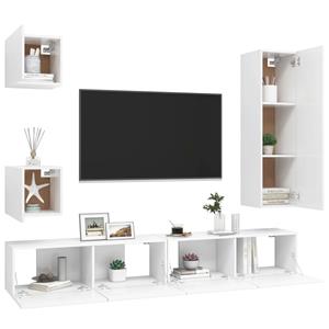 vidaXL Kleiderschrank 5-tlg TV-Schrank-Set Weiß Spanplatte TV-Konsole für Fernseher