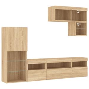 vidaXL TV-Schrank 6-tlg. Wohnwand mit LED-Beleuchtung Sonoma-Eiche Holzwerkstoff (1-St)