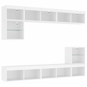 vidaXL TV-Schrank 8-tlg. Wohnwand mit LED-Beleuchtung Weiß Holzwerkstoff (1-St)