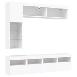 vidaXL TV-Schrank 7-tlg. TV-Wohnwand mit LED-Leuchten Weiß (1-St)