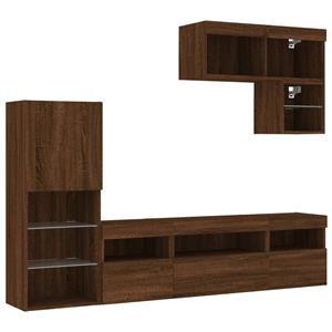 vidaXL TV-Schrank 6-tlg. Wohnwand mit LED-Beleuchtung Braun Eichen-Optik (1-St)