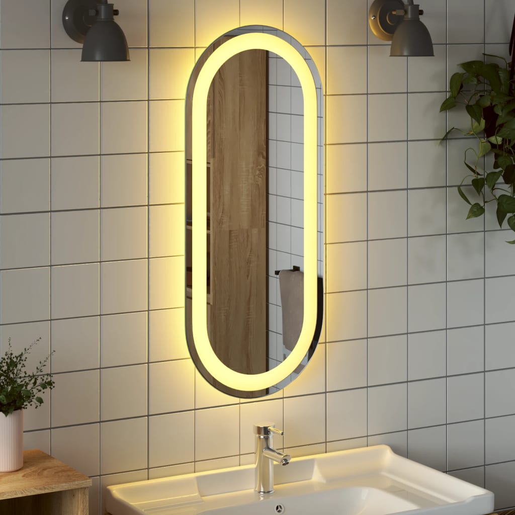 bonnevie LED-Badspiegel 70x30 cm Oval vidaXL668275