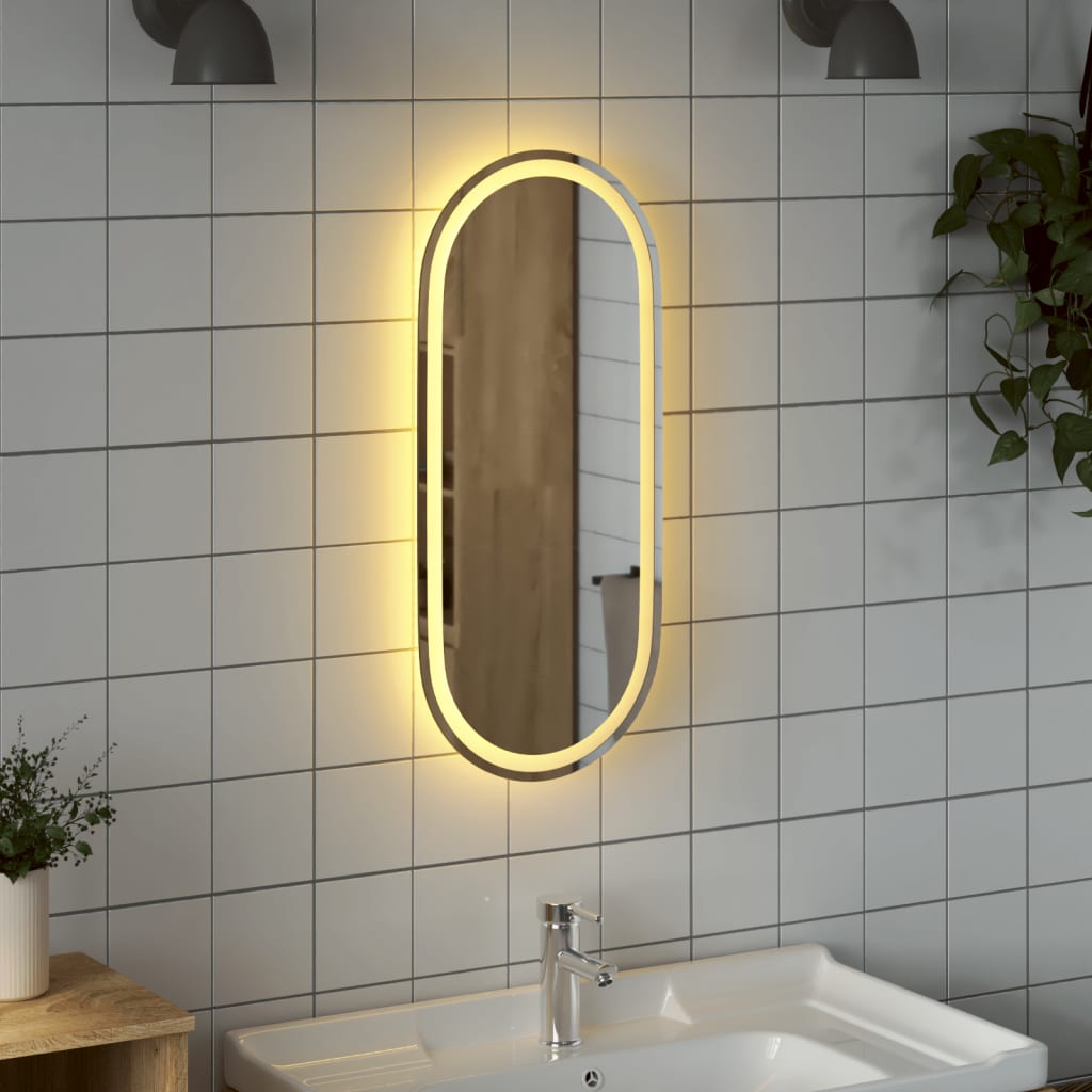 bonnevie LED-Badspiegel 80x35 cm Oval vidaXL765784
