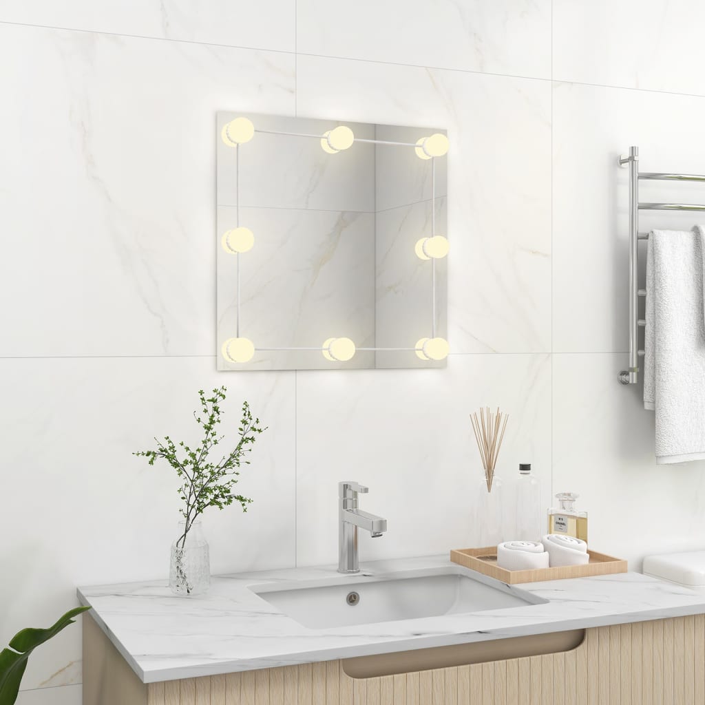 Bonnevie - Wandspiegel Badzimmer Spiegel mit LED-Beleuchtung Quadratisch Glas vidaXL