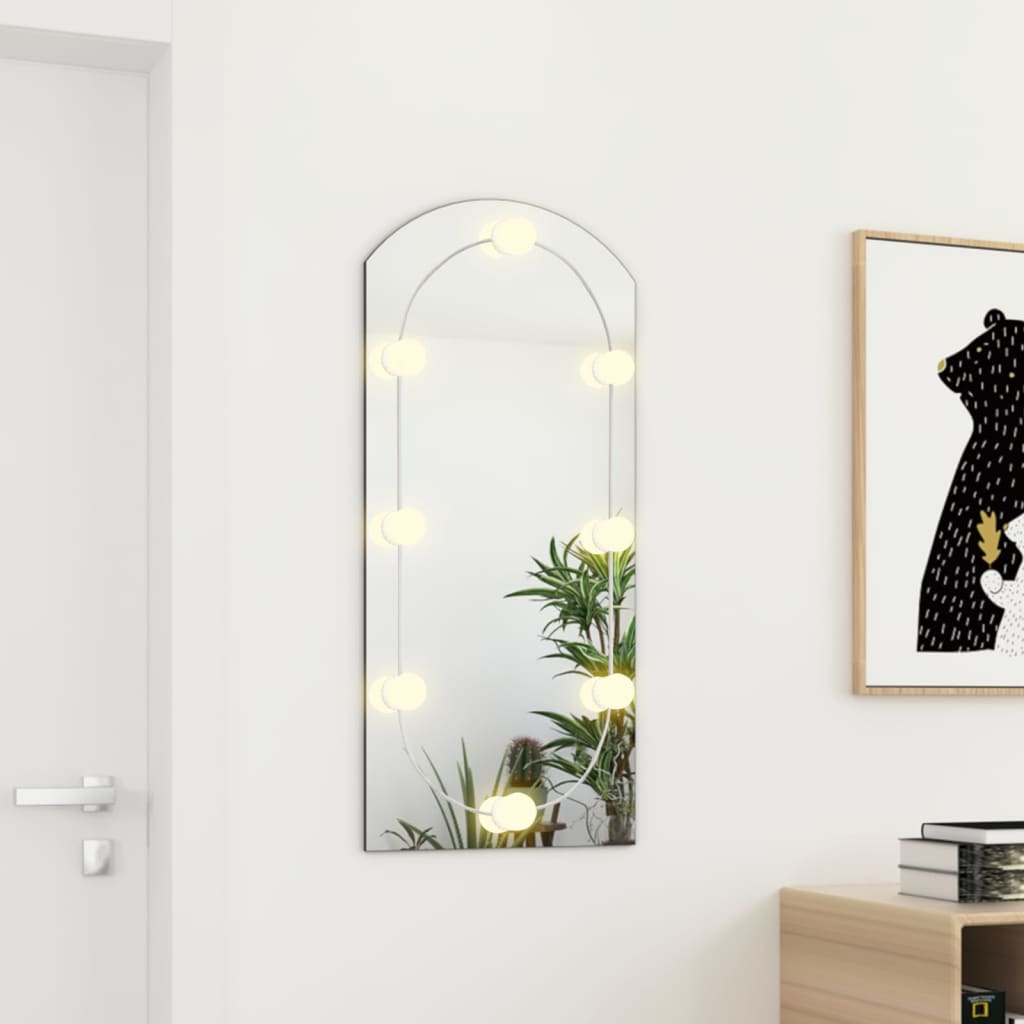 Bonnevie - Spiegel mit LED-Leuchten 90x45 cm Glas Bogenförmig vidaXL43536