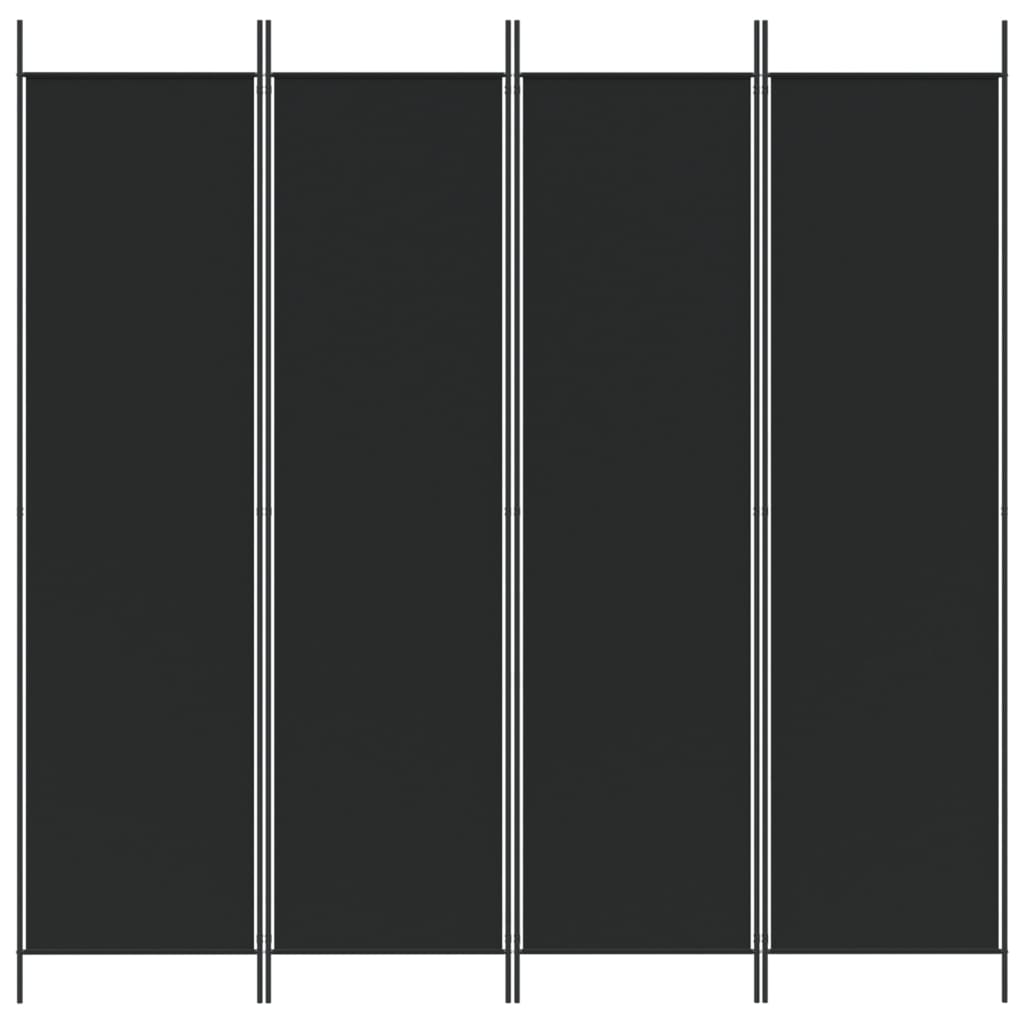 vidaXL Kamerscherm met 4 panelen 200x200 cm stof zwart