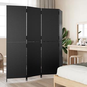 vidaXL Kamerscherm 4 panelen poly rattan zwart