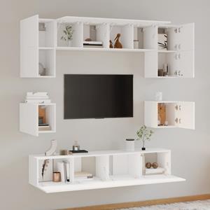 vidaXL TV-Schrank 8-tlg. TV-Schrank-Set Weiß Holzwerkstoff (8-St)