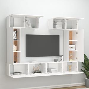 vidaXL Kleiderschrank 6-tlg TV-Schrank-Set Weiß Holzwerkstoff Wandschränkchen