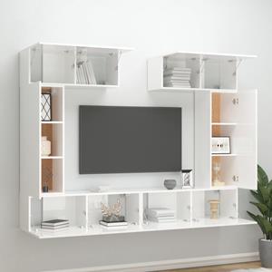 vidaXL Kleiderschrank 6-tlg TV-Schrank-Set Hochglanz-Weiß Holzwerkstoff