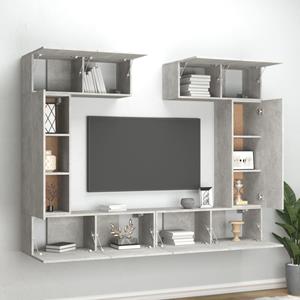 vidaXL Kleiderschrank 6-tlg TV-Schrank-Set Betongrau Holzwerkstoff Wandschränkchen