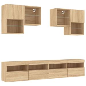 vidaXL TV-Schrank 6-tlg. TV-Wohnwand mit LED-Leuchten Sonoma-Eiche (1-St)