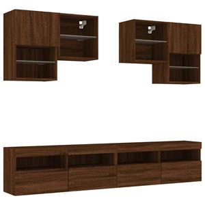 vidaXL TV-Schrank 6-tlg. TV-Wohnwand mit LED-Leuchten Braun Eichen-Optik (1-St)