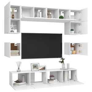 vidaXL TV-Schrank 8-tlg TV-Schrank-Set Weiß Holzwerkstoff