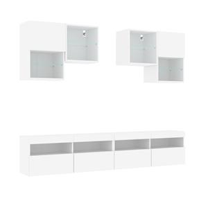 vidaXL TV-Schrank 6-tlg. TV-Wohnwand mit LED-Leuchten Weiß (1-St)