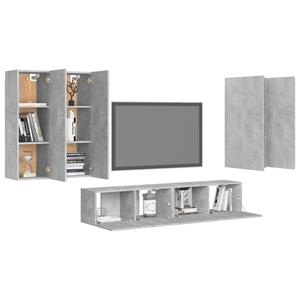 vidaXL TV-Schrank 6-tlg. TV-Schrank-Set Betongrau Holzwerkstoff (6-St)