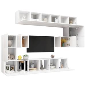 vidaXL TV-Schrank 10-tlg. TV-Schrank-Set Weiß Holzwerkstoff (10-St)