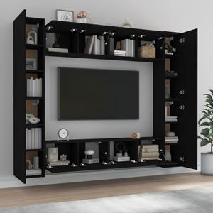 vidaXL TV-Schrank 8-tlg. TV-Schrank-Set Schwarz Holzwerkstoff (8-St)