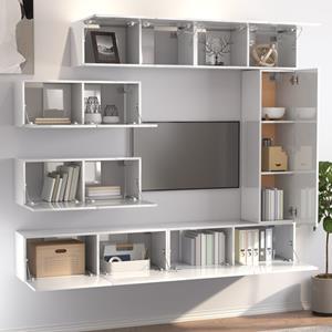 vidaXL TV-Schrank 7-tlg. TV-Schrank-Set Hochglanz-Weiß Holzwerkstoff (7-St)