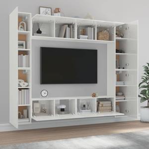 vidaXL TV-Schrank 8-tlg. TV-Schrank-Set Hochglanz-Weiß Holzwerkstoff (8-St)