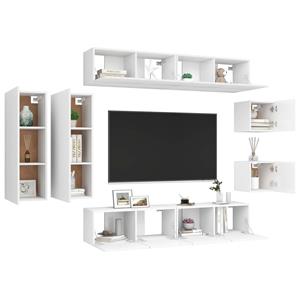 vidaXL Kleiderschrank 8-tlg TV-Schrank-Set Weiß Spanplatte