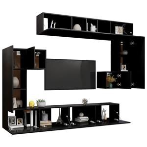 vidaXL TV-Schrank 8-tlg TV-Schrank-Set Schwarz Holzwerkstoff