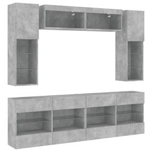 vidaXL TV-Schrank 6-tlg. TV-Wohnwand mit LED-Leuchten Betongrau (1-St)