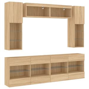 vidaXL TV-Schrank 6-tlg. TV-Wohnwand mit LED-Leuchten Sonoma-Eiche (1-St)