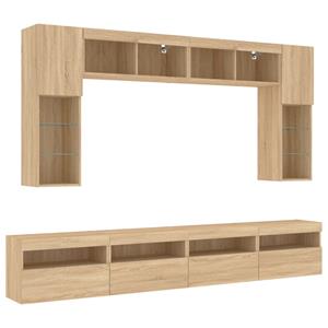 vidaXL TV-Schrank 8-tlg. TV-Wohnwand mit LED-Leuchten Sonoma-Eiche (1-St)