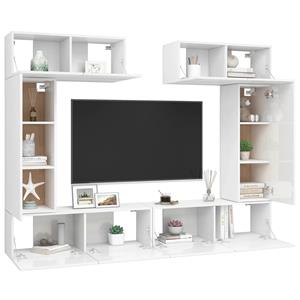 vidaXL TV-Schrank 6-tlg TV-Schrank-Set Hochglanz-Weiß Holzwerkstoff