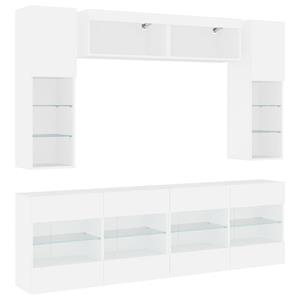 vidaXL TV-Schrank 6-tlg. TV-Wohnwand mit LED-Leuchten Weiß (1-St)