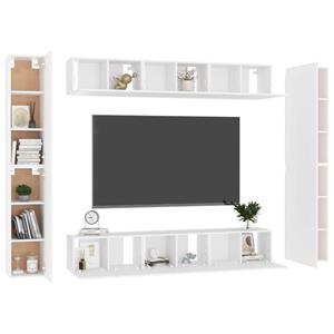 vidaXL TV-Schrank 10-tlg. TV-Schrank-Set Weiß Holzwerkstoff (10-St)