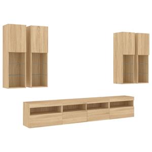 vidaXL TV-Schrank 7-tlg. TV-Wohnwand mit LED-Leuchten Sonoma-Eiche (1-St)