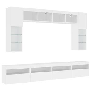 vidaXL TV-Schrank 8-tlg. TV-Wohnwand mit LED-Leuchten Weiß (1-St)