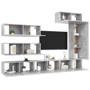 vidaXL TV-Schrank 7-tlg. TV-Schrank-Set Betongrau Holzwerkstoff (7-St)