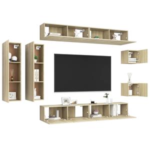 vidaXL Kleiderschrank 8-tlg TV-Schrank-Set Sonoma-Eiche Spanplatte TV-Konsole für Fernseher