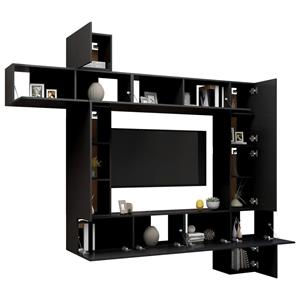 vidaXL Kleiderschrank 9-tlg TV-Schrank-Set Schwarz Holzwerkstoff