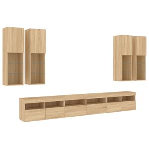 vidaXL TV-Schrank 7-tlg. TV-Wohnwand mit LED-Leuchten Sonoma-Eiche (1-St)