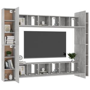 vidaXL TV-Schrank 10-tlg. TV-Schrank-Set Betongrau Holzwerkstoff (1-St)