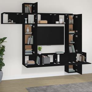 vidaXL TV-Schrank 9-tlg TV-Schrank-Set Schwarz Holzwerkstoff