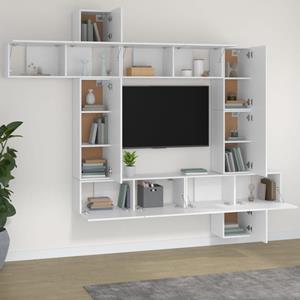 vidaXL TV-Schrank 9-tlg. TV-Schrank-Set Weiß Holzwerkstoff (1-St)