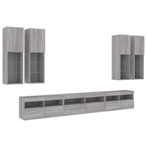 vidaXL TV-Schrank 7-tlg. TV-Wohnwand mit LED-Leuchten Grau Sonoma (1-St)