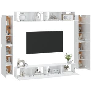 vidaXL TV-Schrank 8-tlg. TV-Schrank-Set Hochglanz-Weiß Holzwerkstoff (8-St)