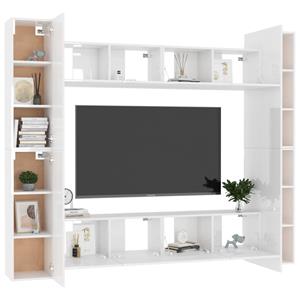 vidaXL Kleiderschrank 8-tlg TV-Schrank-Set Hochglanz-Weiß Spanplatte