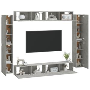 vidaXL TV-Schrank 8-tlg. TV-Schrank-Set Betongrau Holzwerkstoff (8-St)