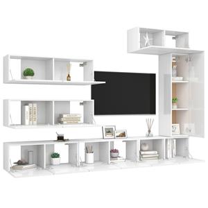 vidaXL TV-Schrank 7-tlg. TV-Schrank-Set Hochglanz-Weiß Holzwerkstoff (7-St)